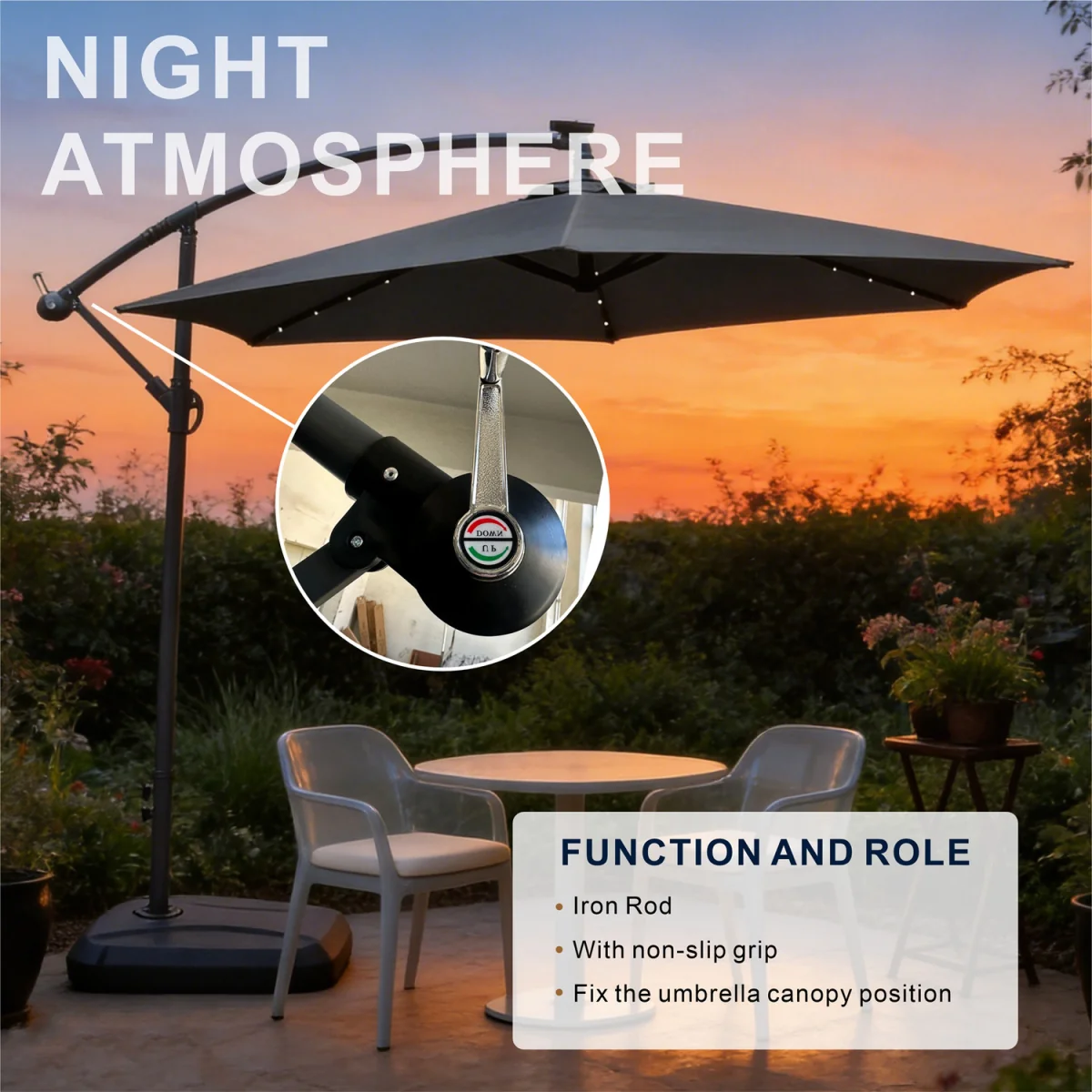 Abrihome Patio Umbrella with Double Vent ¿ Coated Waterproof Fabric, Crank Handle, Ideal for Garden - Beige / 250cm – image 33