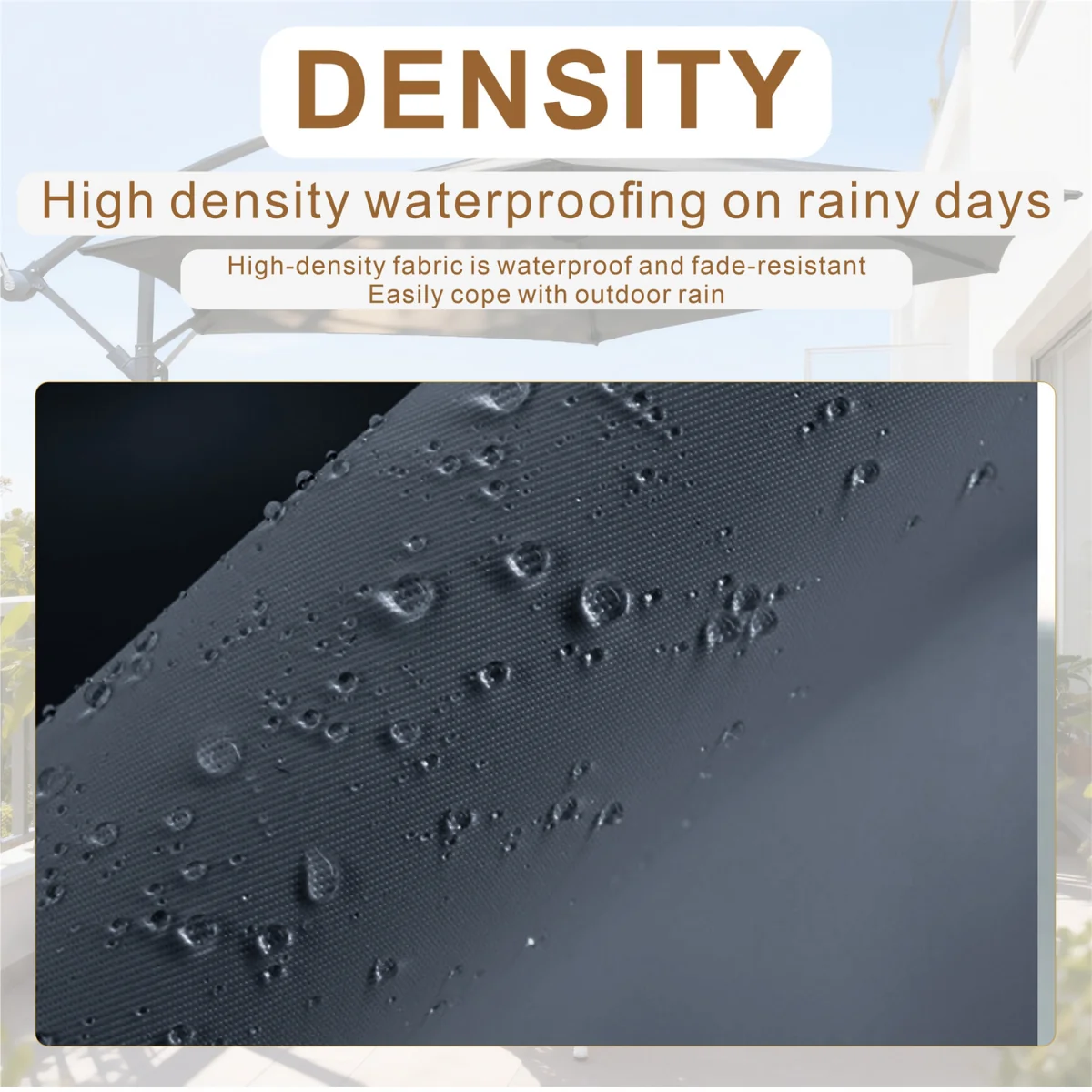 Abrihome Patio Umbrella with Double Vent ¿ Coated Waterproof Fabric, Crank Handle, Ideal for Garden - Beige / 250cm – image 34