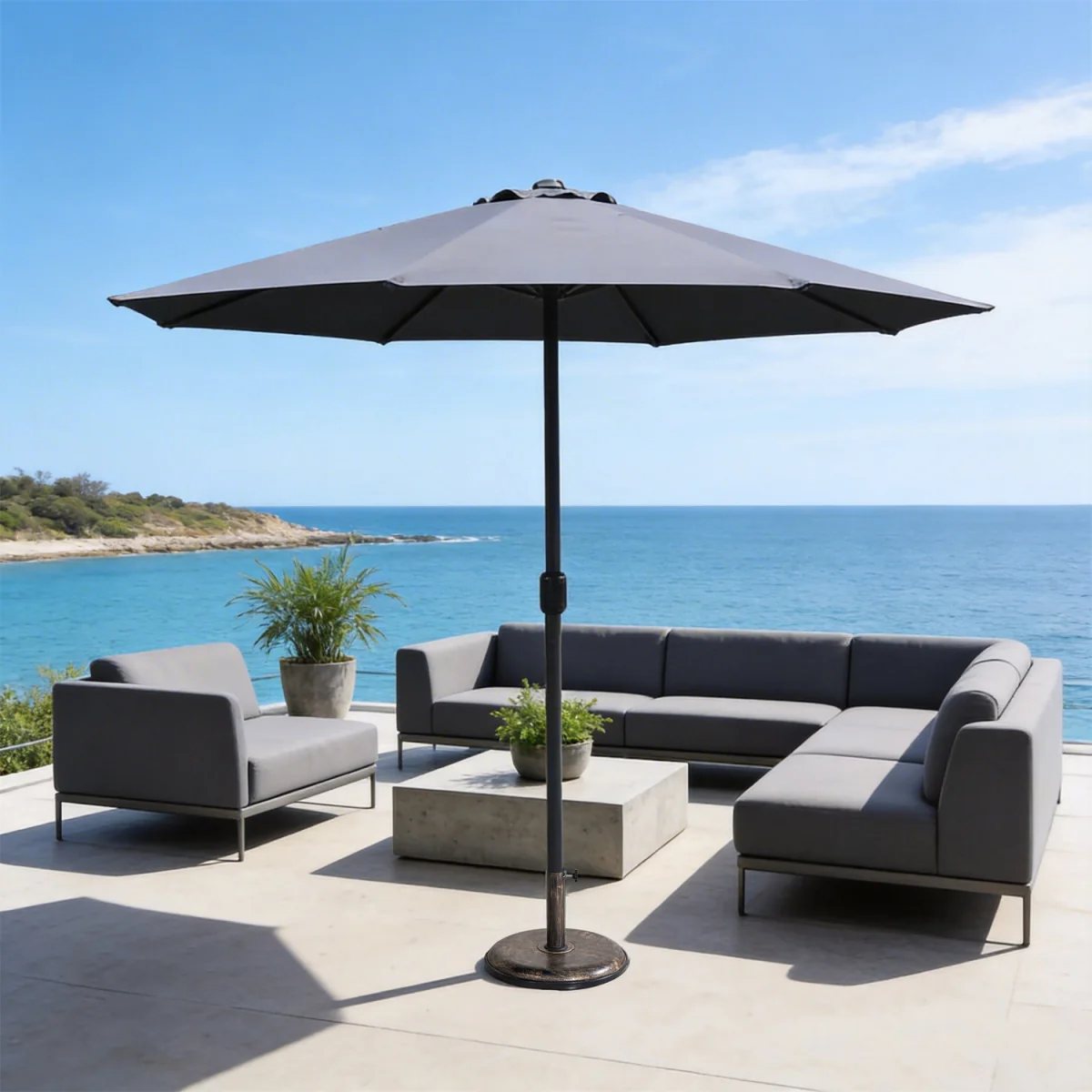 Abrihome Patio Umbrella with Double Vent ¿ Coated Waterproof Fabric, Crank Handle, Ideal for Garden - Beige / 250cm – image 41