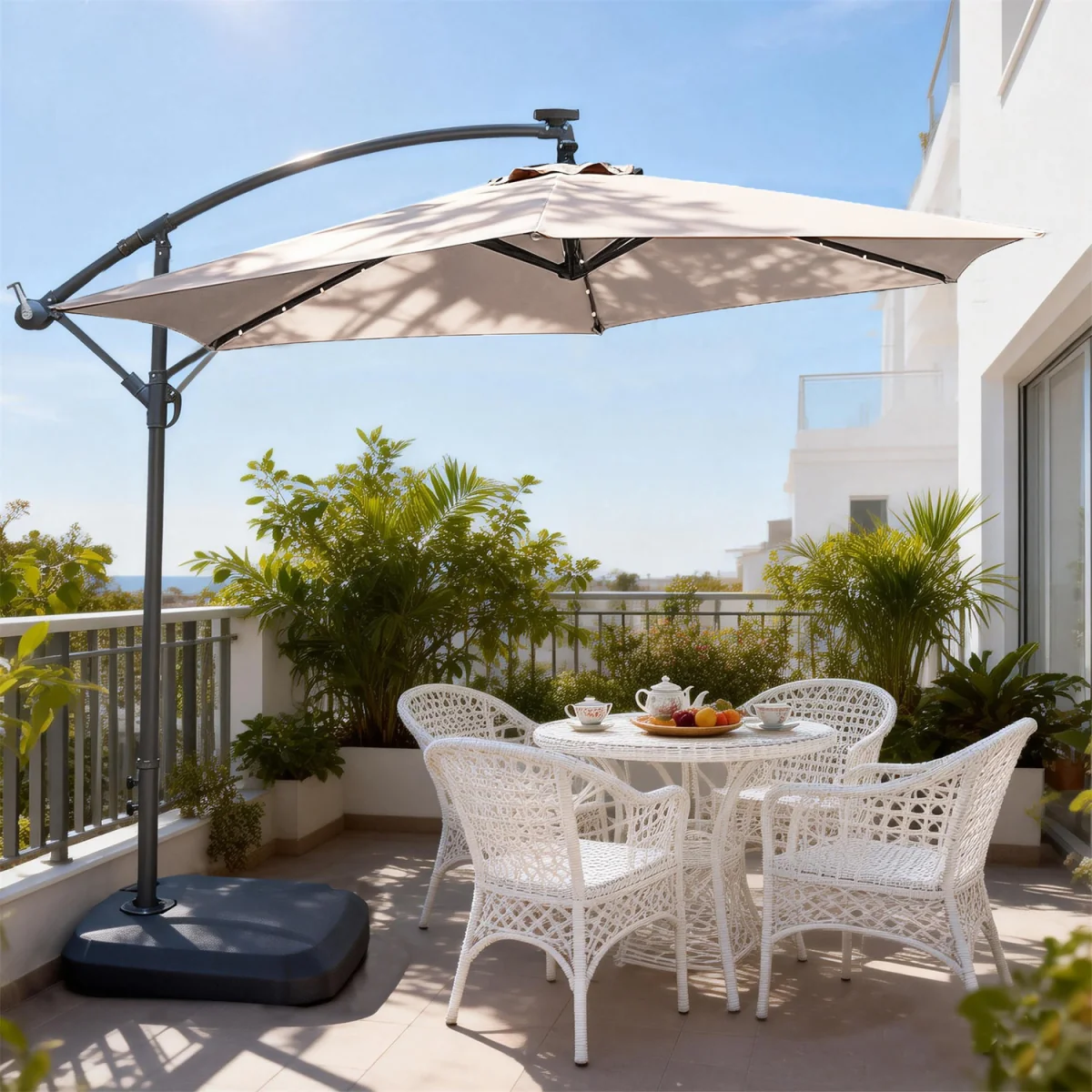Abrihome Patio Umbrella with Double Vent ¿ Coated Waterproof Fabric, Crank Handle, Ideal for Garden - Beige / 250cm – image 50