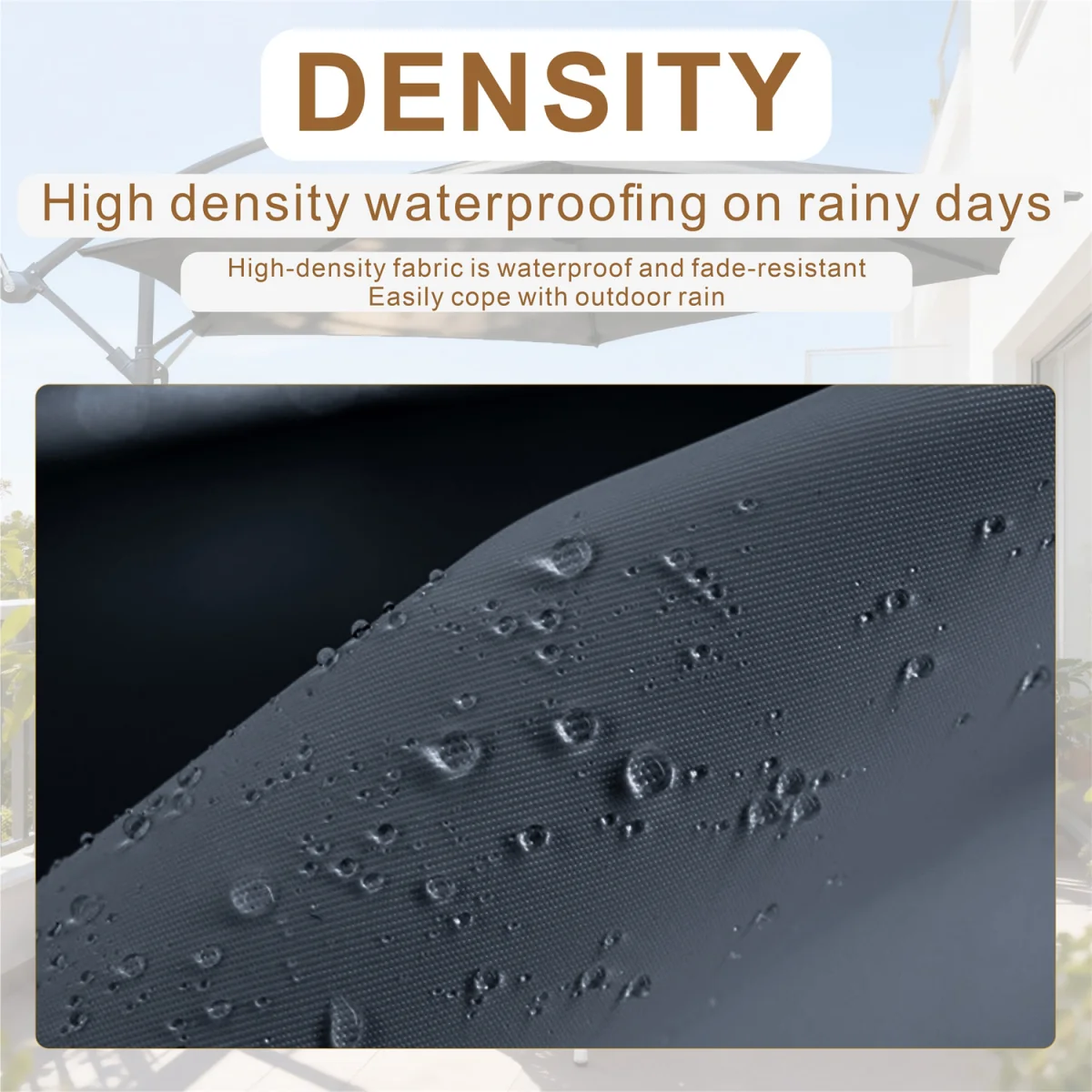 Abrihome Patio Umbrella with Double Vent ¿ Coated Waterproof Fabric, Crank Handle, Ideal for Garden - Beige / 250cm – image 6