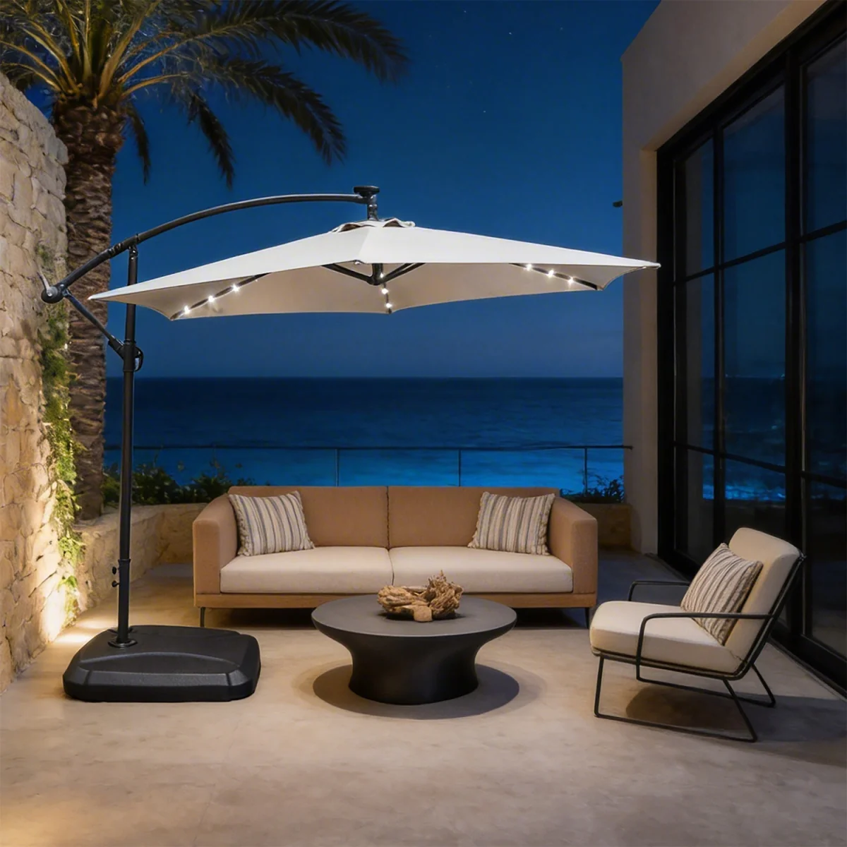 Abrihome Patio Umbrella with Double Vent ¿ Coated Waterproof Fabric, Crank Handle, Ideal for Garden - Beige / 250cm – image 52