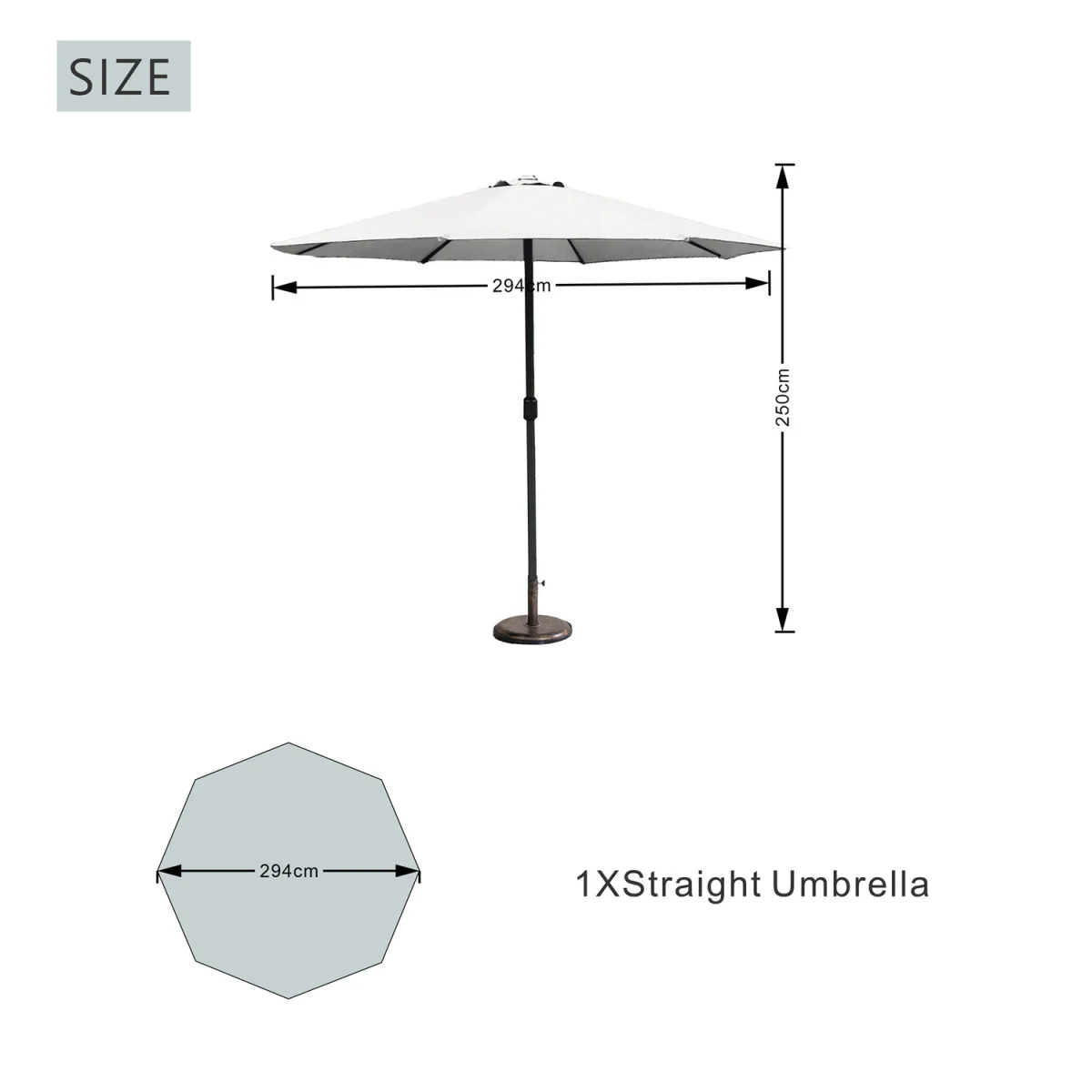 Abrihome Patio Umbrella with Double Vent ¿ Coated Waterproof Fabric, Crank Handle, Ideal for Garden - Beige / 250cm – image 57