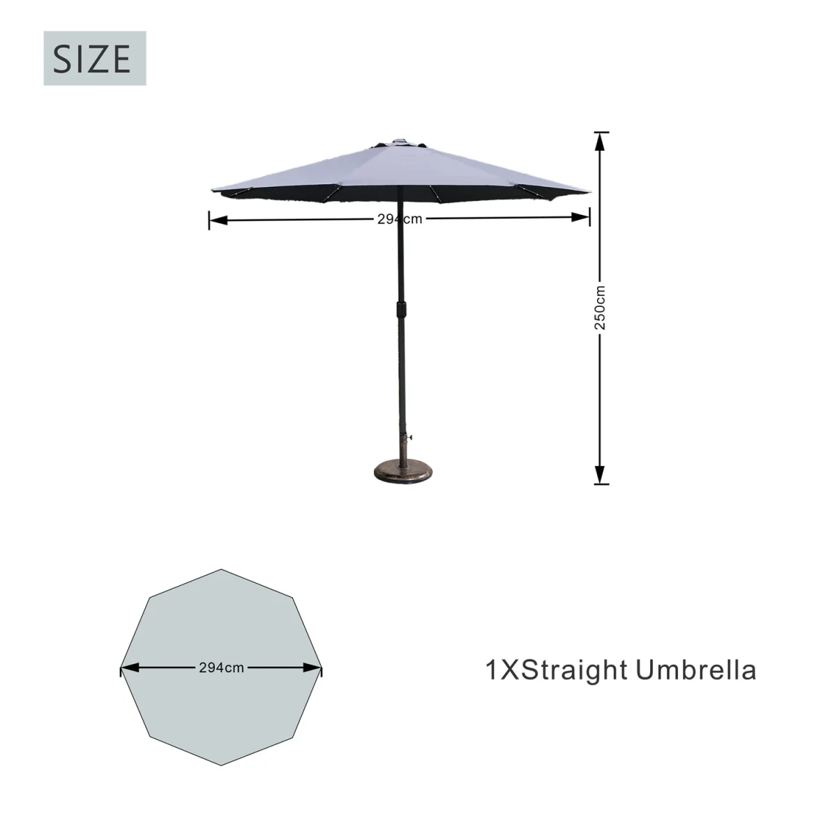 Abrihome Patio Umbrella with Double Vent ¿ Coated Waterproof Fabric, Crank Handle, Ideal for Garden - Beige / 250cm – image 58