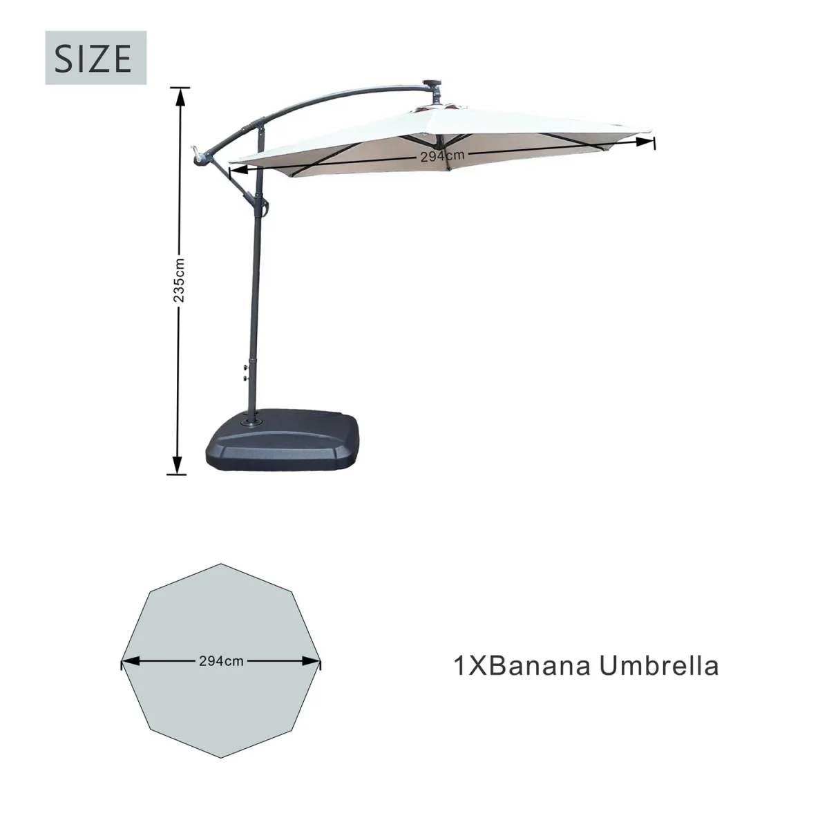Abrihome Patio Umbrella with Double Vent ¿ Coated Waterproof Fabric, Crank Handle, Ideal for Garden - Beige / 250cm – image 59