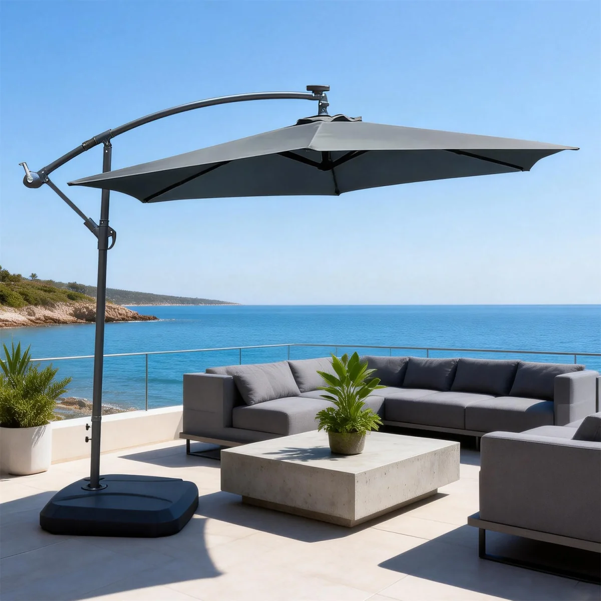 Abrihome Patio Umbrella with Double Vent ¿ Coated Waterproof Fabric, Crank Handle, Ideal for Garden - Beige / 250cm – image 7