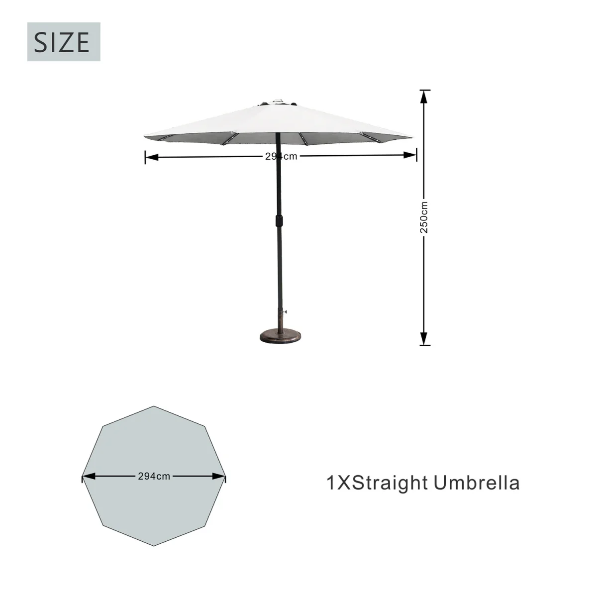 Abrihome Patio Umbrella with Double Vent ¿ Coated Waterproof Fabric, Crank Handle, Ideal for Garden - Beige / 250cm – image 62