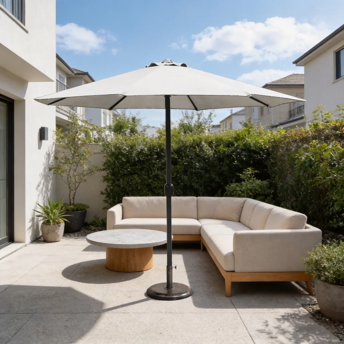 Abrihome Patio Umbrella with Double Vent ¿ Coated Waterproof Fabric, Crank Handle, Ideal for Garden - Beige / 250cm – image 10