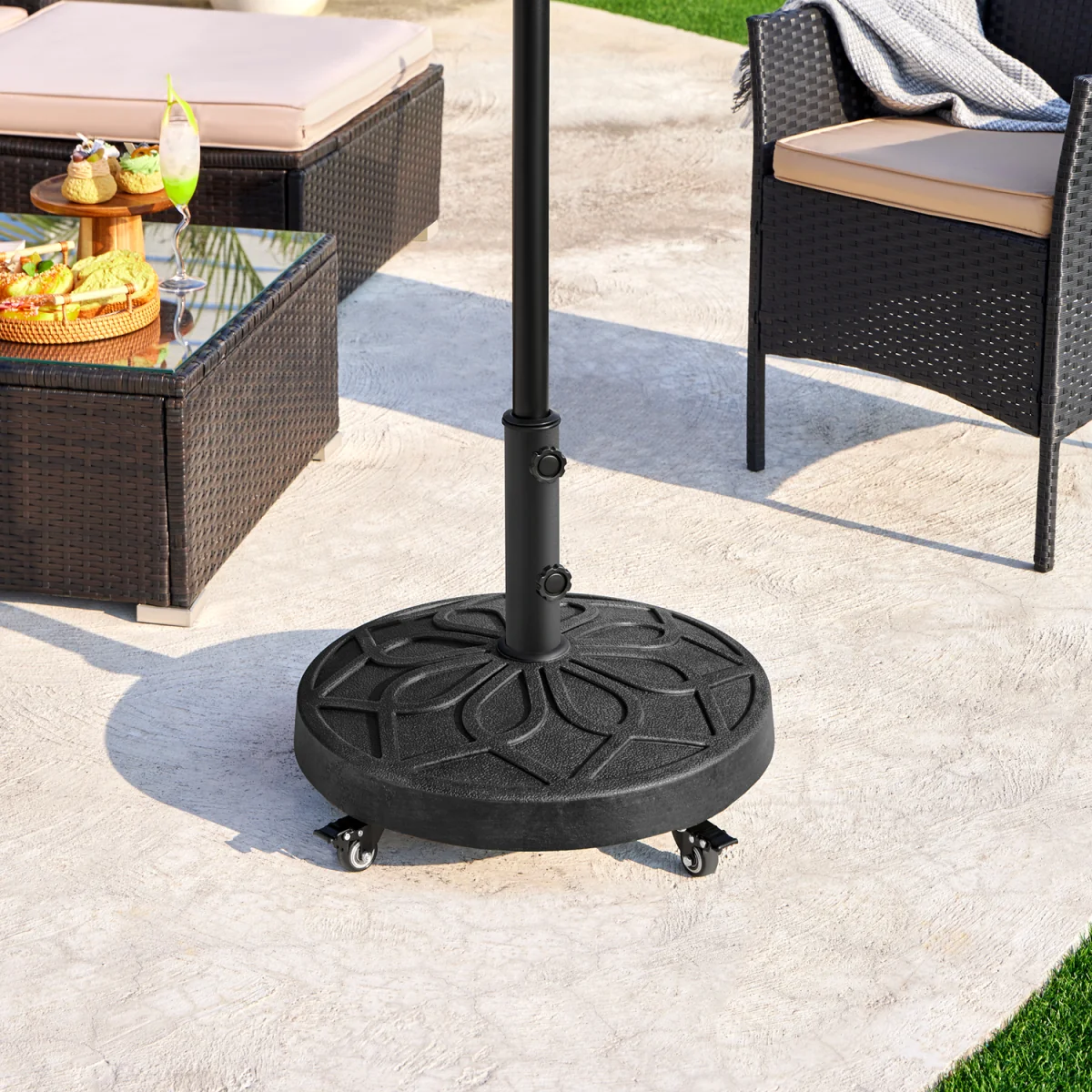 20KG Heavy-Duty Rolling Parasol Base - Black