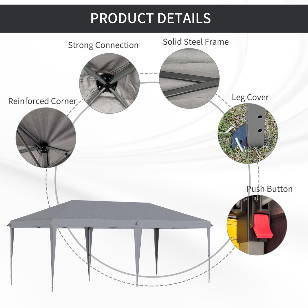 6 x 3M Garden Large Gazebo - Grey – image 5