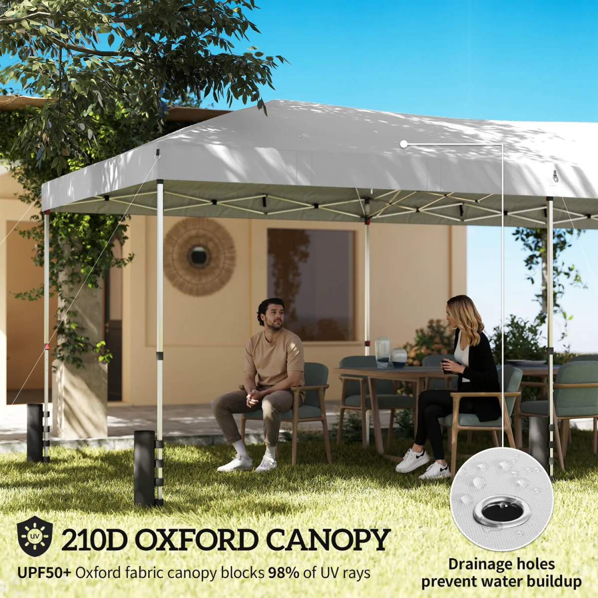 Outsunny 3 x 6 m Pop Up Gazebo, UPF50+ Wedding Party Tent Marquee - White – image 2