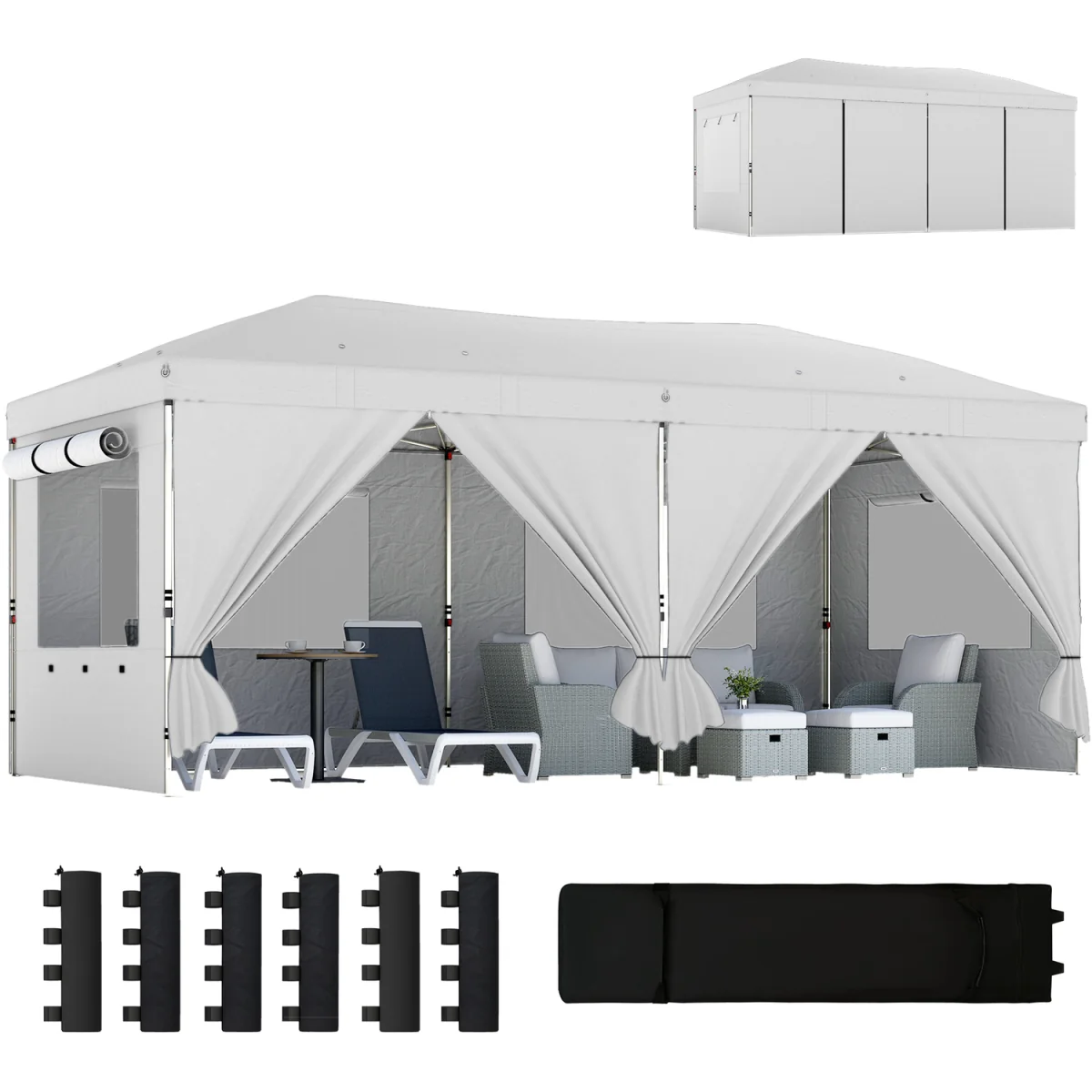 Outsunny 3 x 6 m Pop Up Gazebo, UPF50+ Wedding Party Tent Marquee - White – image 3