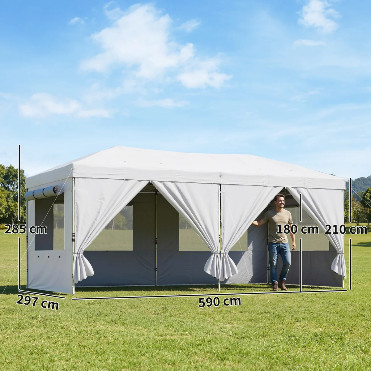 Outsunny 3 x 6 m Pop Up Gazebo, UPF50+ Wedding Party Tent Marquee - White – image 4