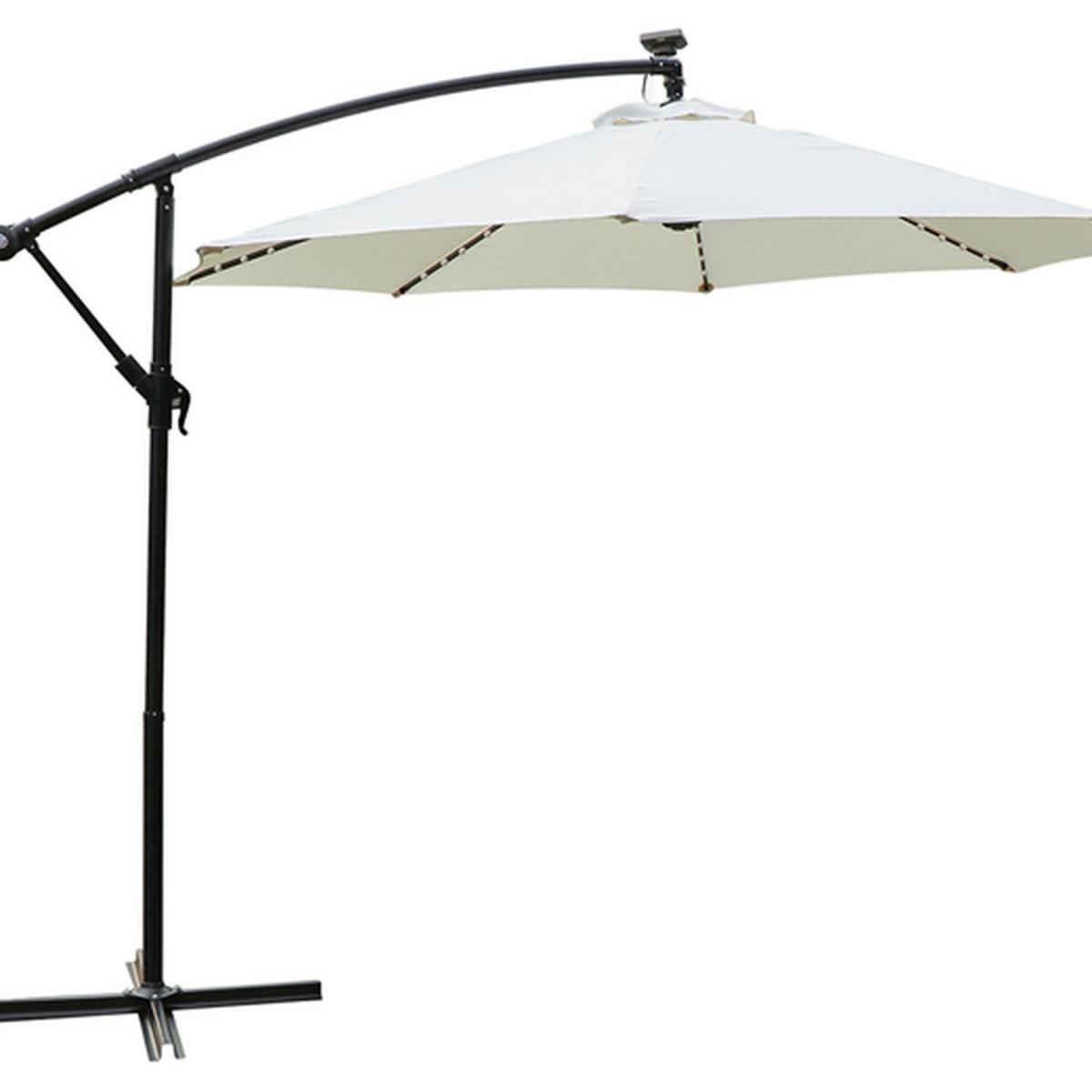 LED Cantilever Hanging Parasol - Cream – image 3