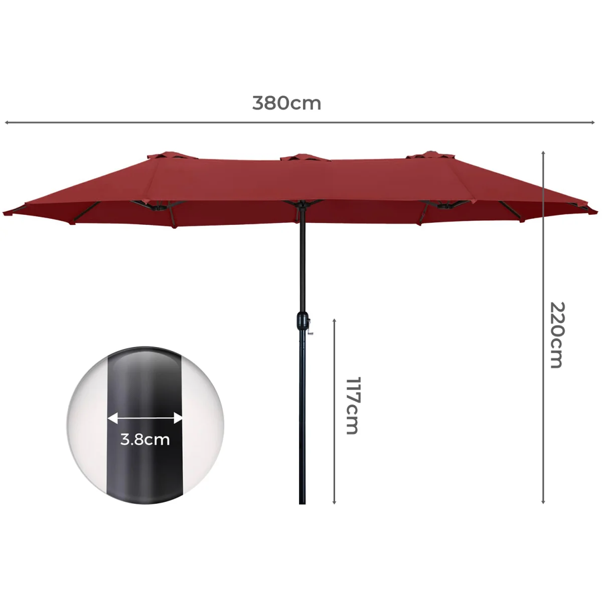 Mountview Large Parasol Patio Umbrella Outdoor Garden Pool Sunshade - Red – image 3