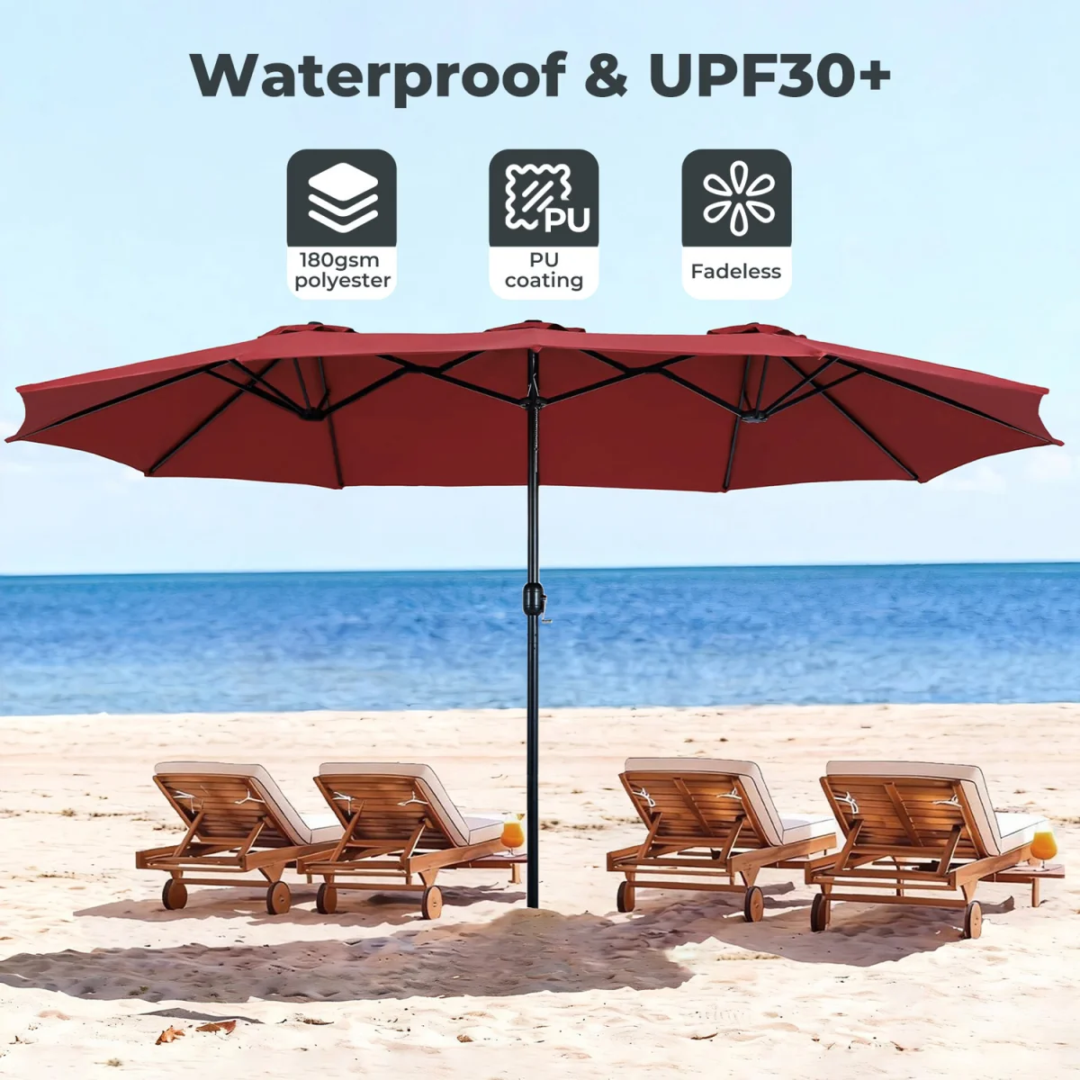 Mountview Large Parasol Patio Umbrella Outdoor Garden Pool Sunshade - Red – image 6