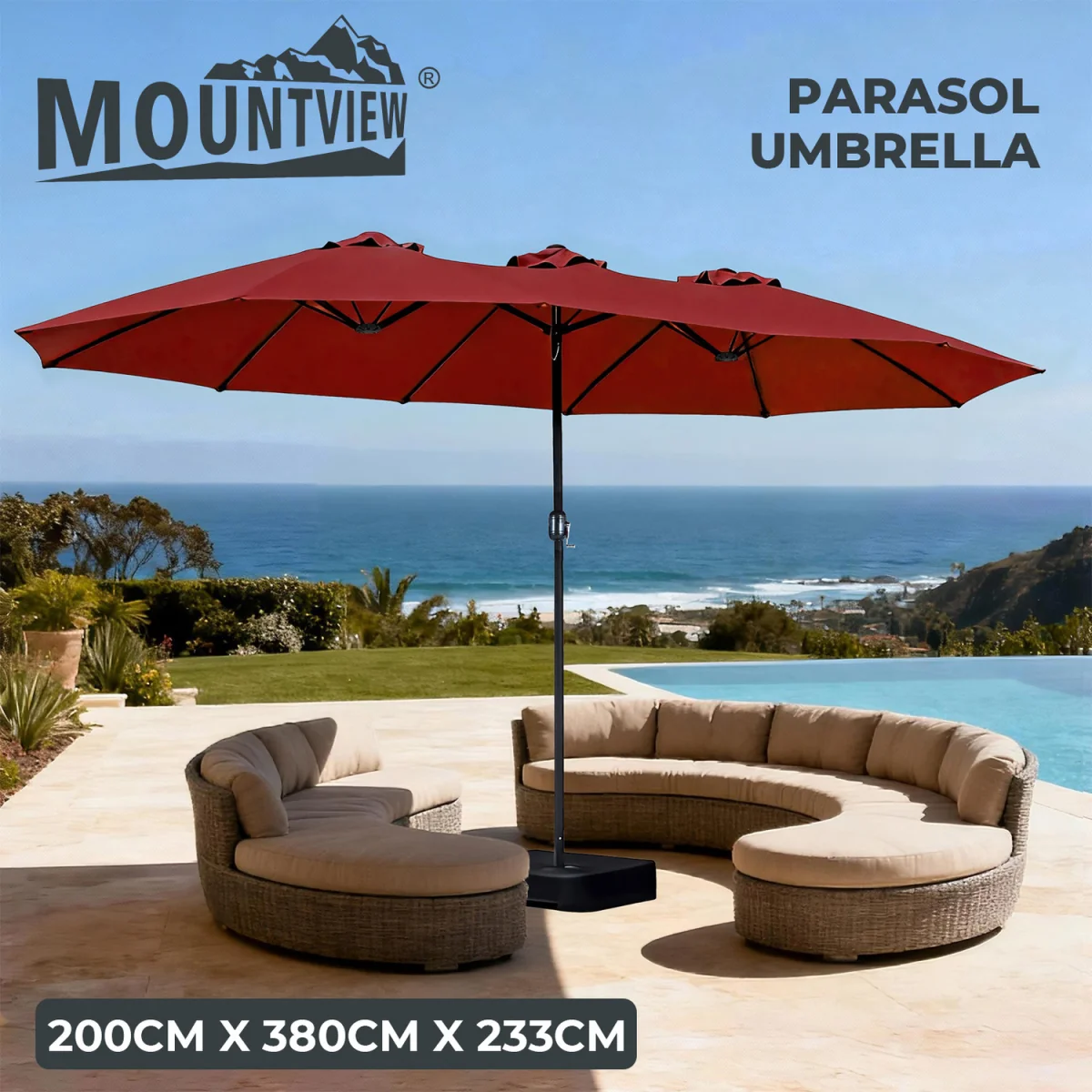 Mountview Large Parasol Patio Umbrella Outdoor Garden Pool Sunshade - Red – image 7
