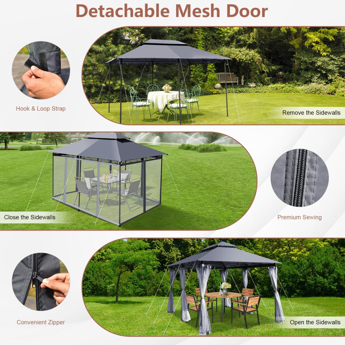 Patio Gazebo Tent Canopy Shelter Grey - Grey – image 2