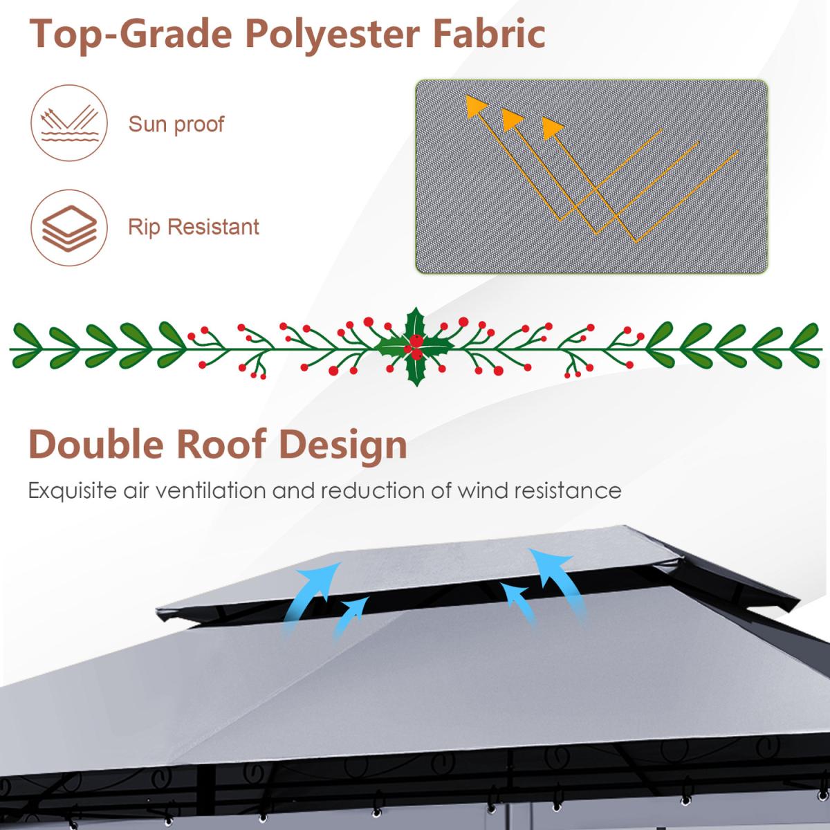 Patio Gazebo Tent Canopy Shelter Grey - Grey – image 3