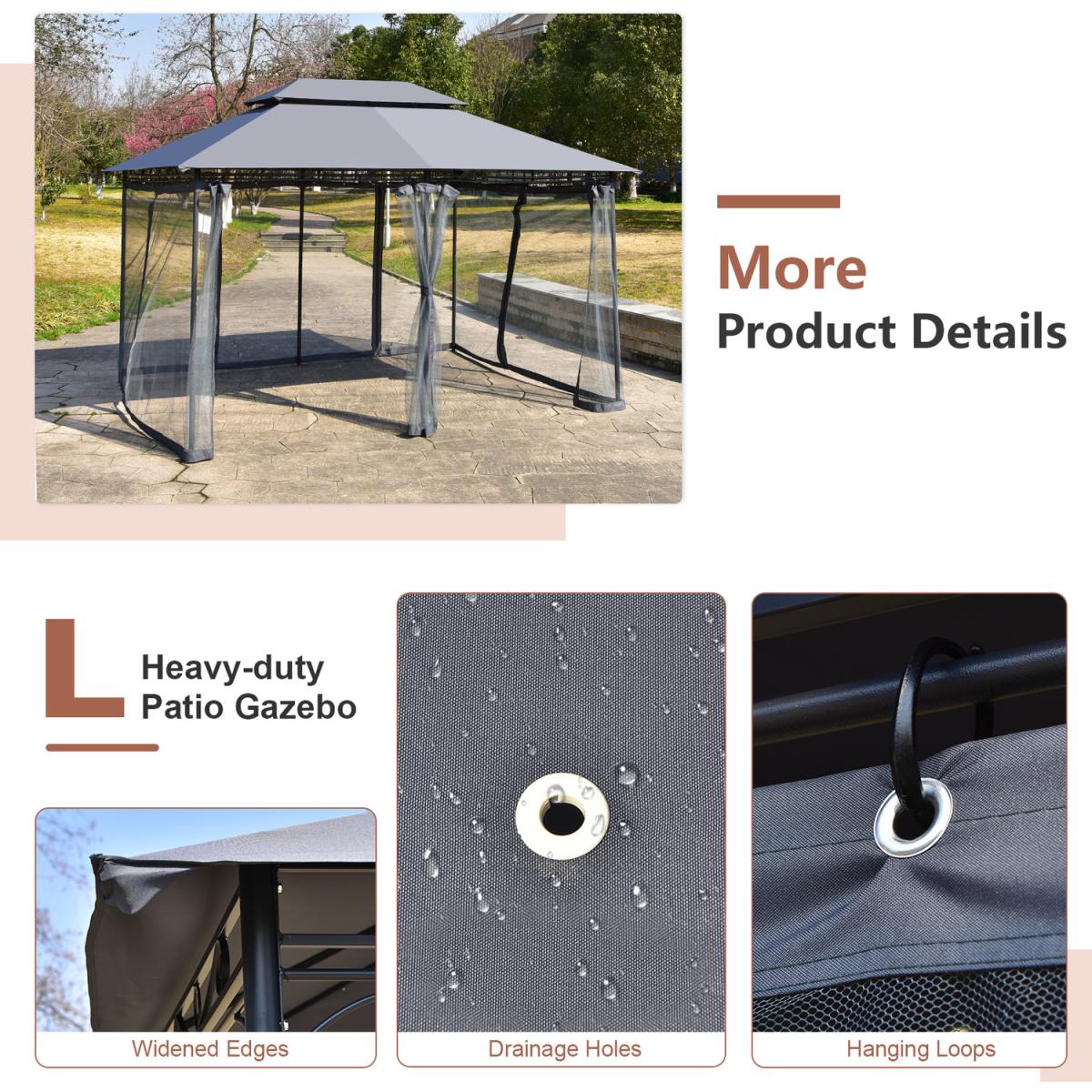Patio Gazebo Tent Canopy Shelter Grey - Grey – image 5