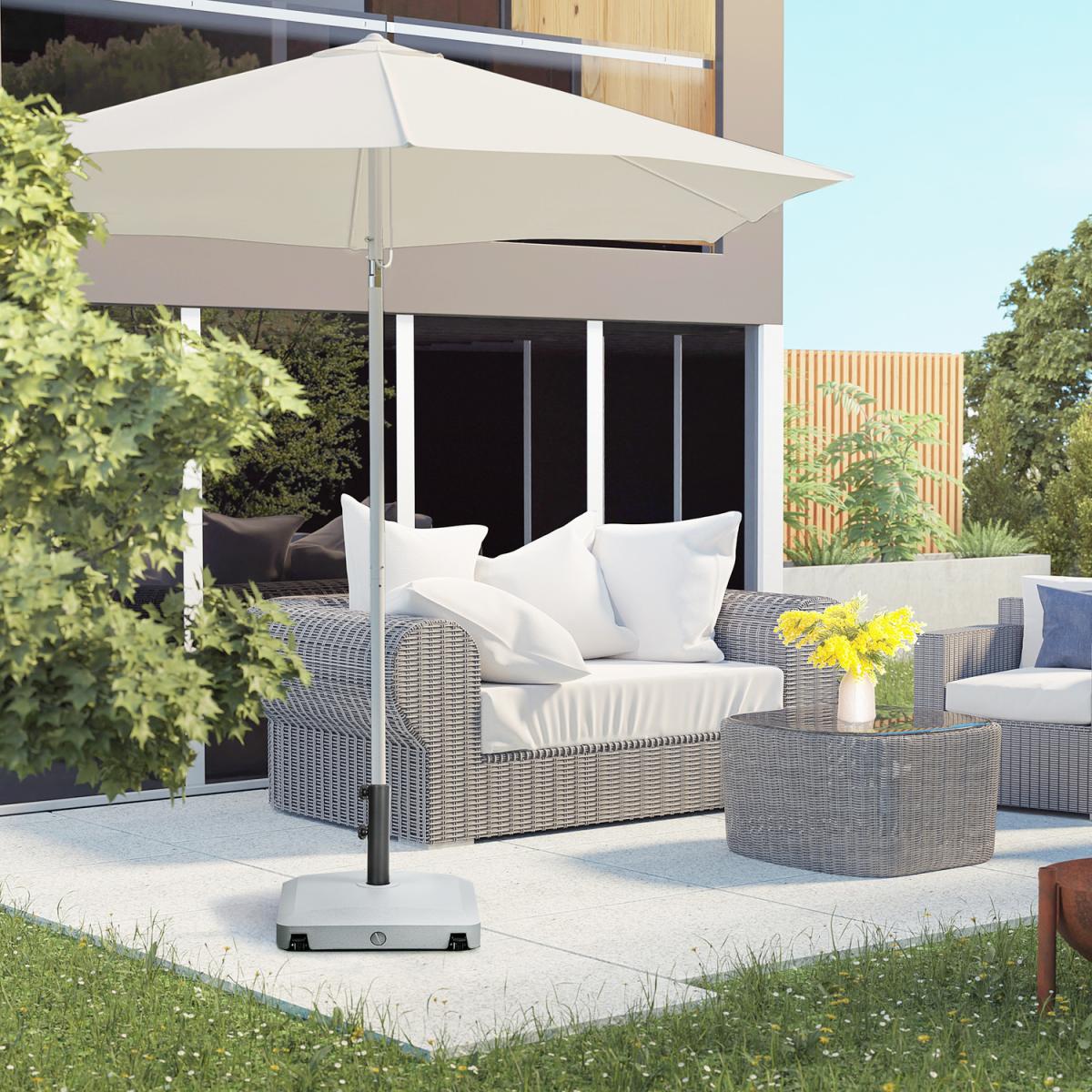 24kg Water Filled Garden Parasol Base Stand with Wheels - Light Grey – image 1
