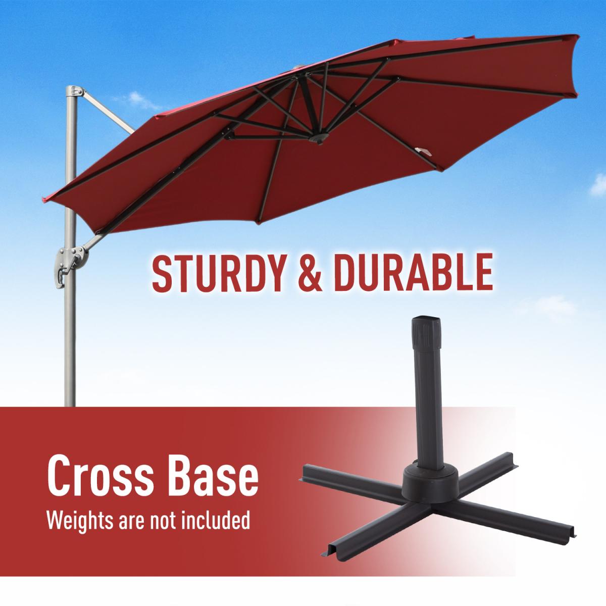 Roma Cantilever Parasol With Cross Base - Wine red – image 2