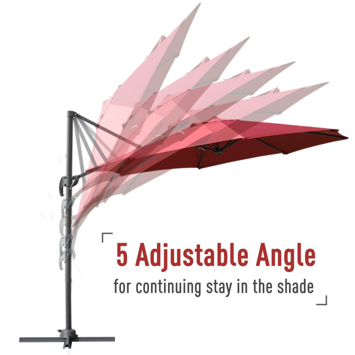 Roma Cantilever Parasol With Cross Base - Wine red – image 4