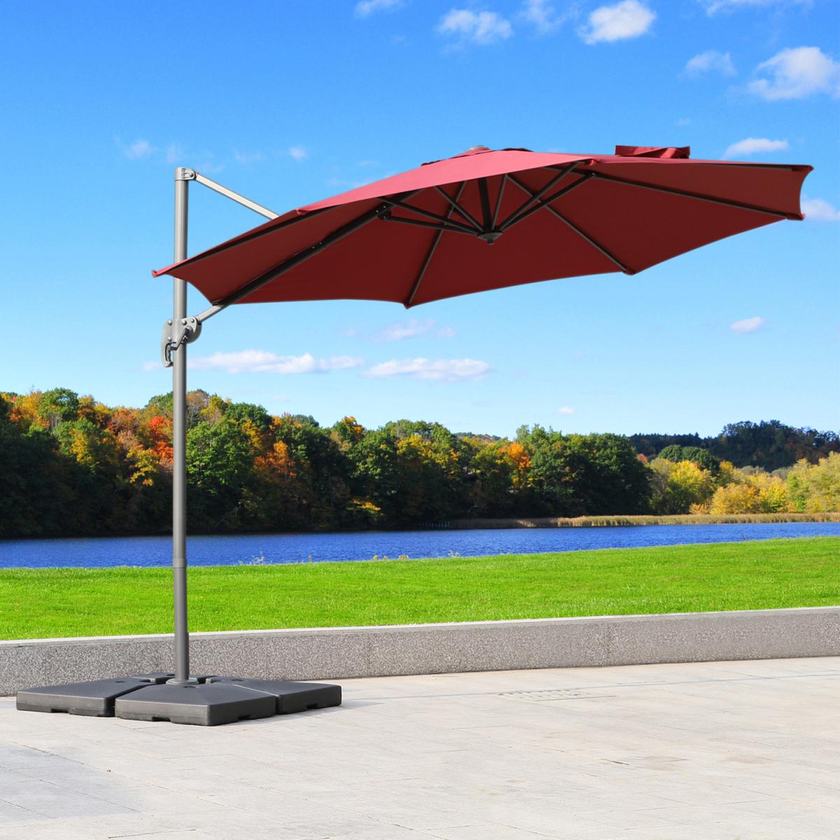 Roma Cantilever Parasol With Cross Base - Wine red – image 5
