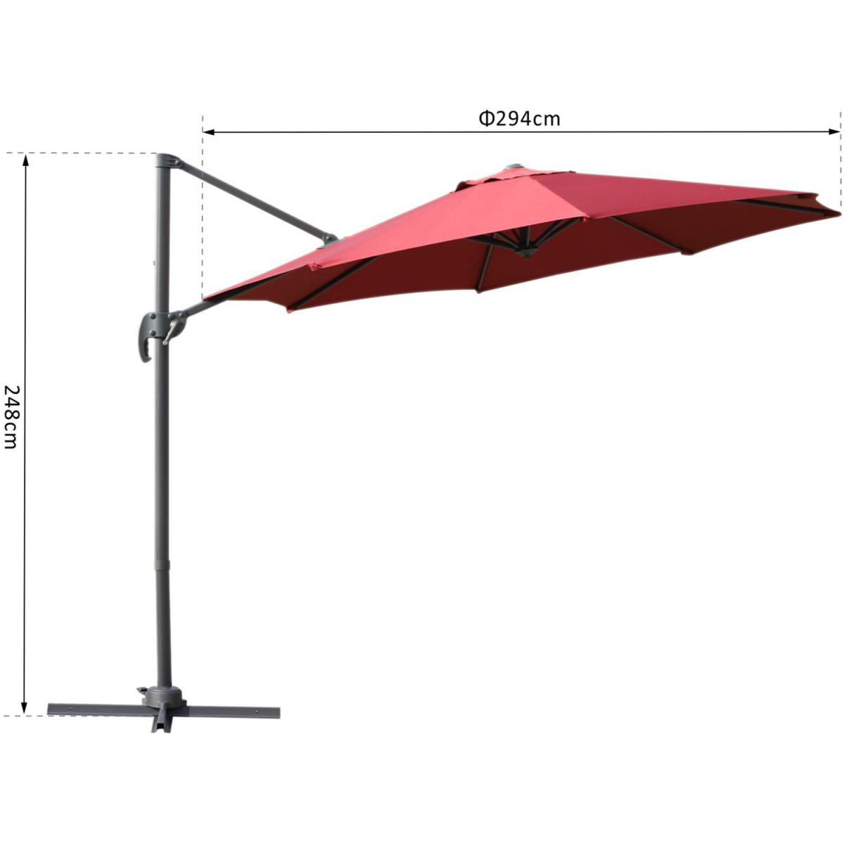 Roma Cantilever Parasol With Cross Base - Wine red – image 6