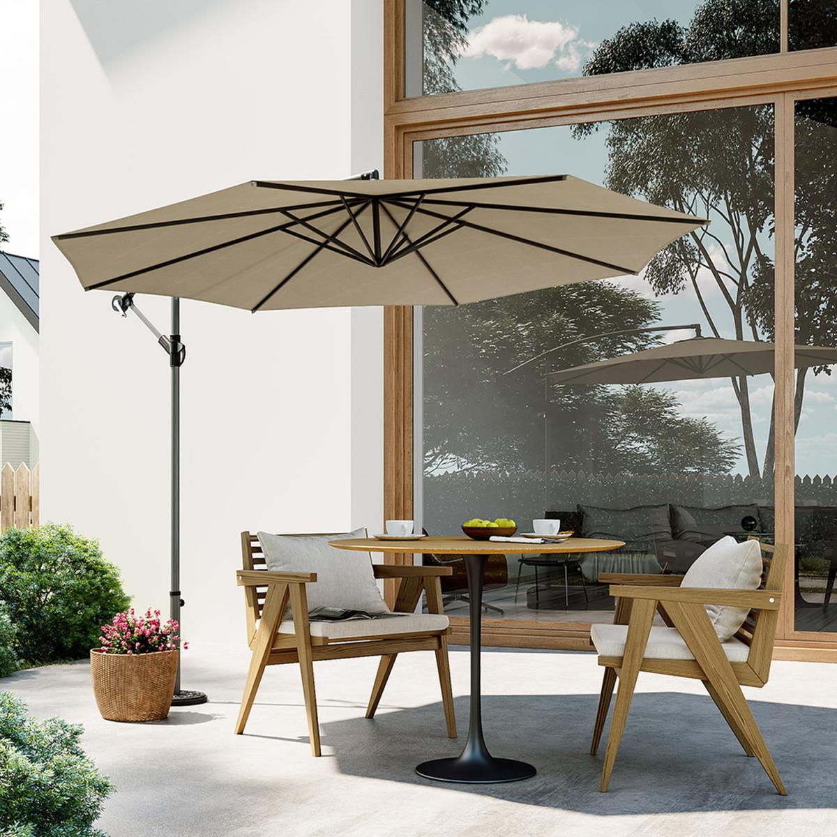 Outdoor 3 Meter Cantilever Parasol - Khaki