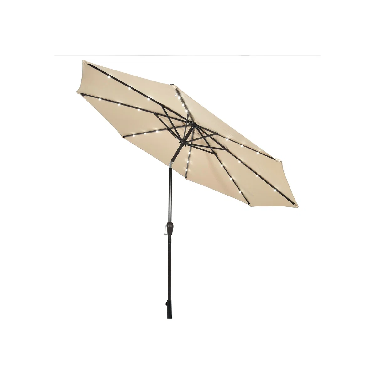Solar-Powered LED Lighted Patio Umbrella - Beige