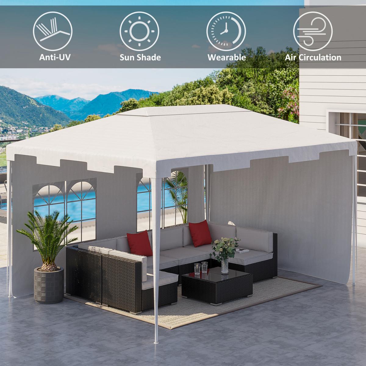 3 x 4 m Garden Gazebo Marquee Party Tent with 2 Sidewalls - White / Polyethylene Steel – image 2