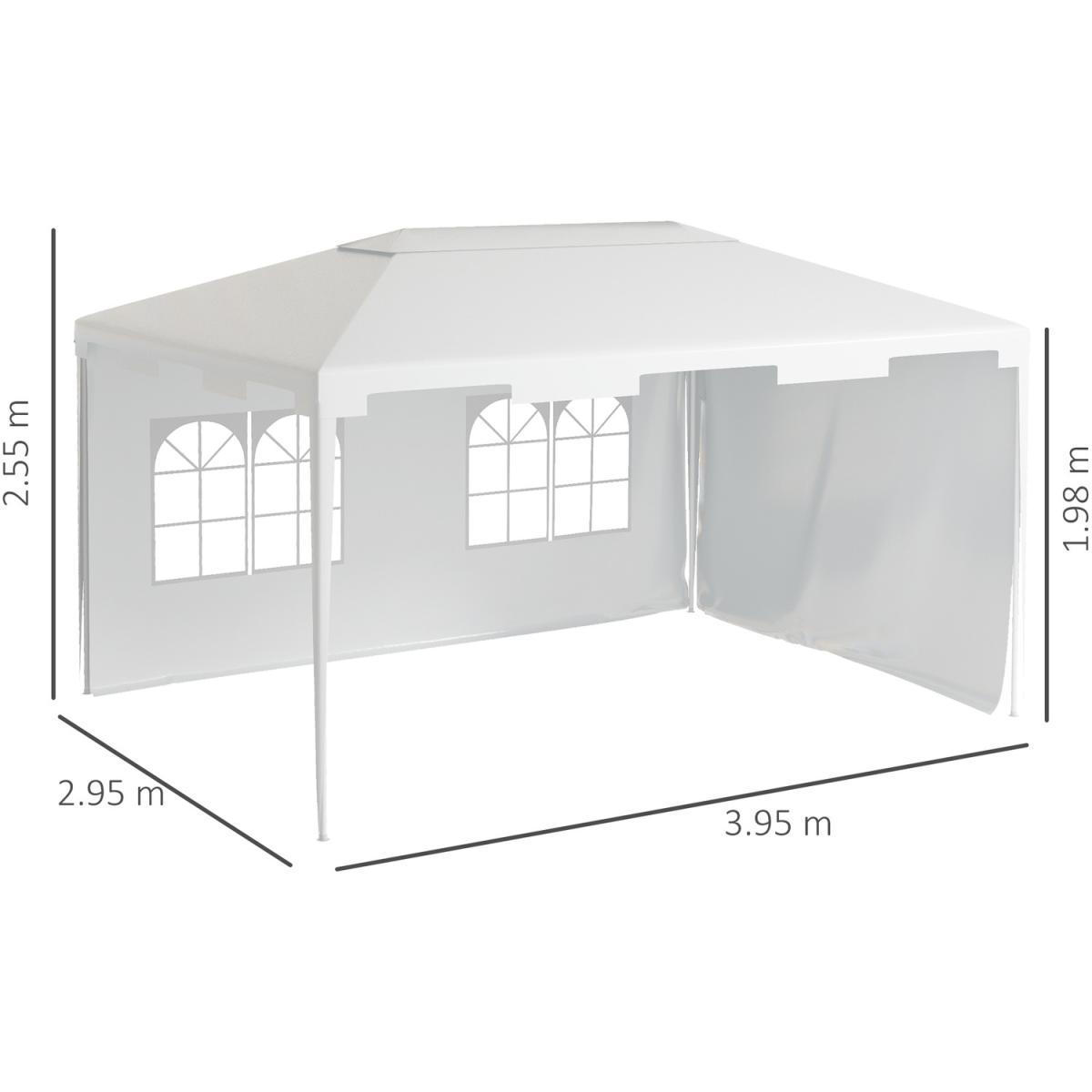 3 x 4 m Garden Gazebo Marquee Party Tent with 2 Sidewalls - White / Polyethylene Steel – image 5