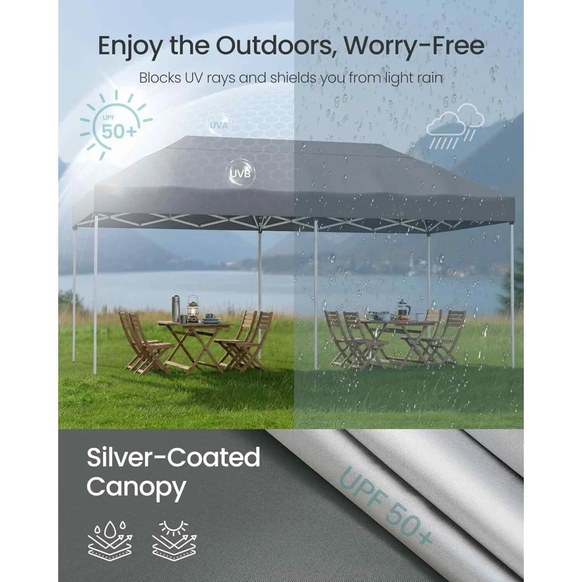 Heavy Duty Pop Up Gazebo with Side Panels, Grey - Dark Grey – image 5