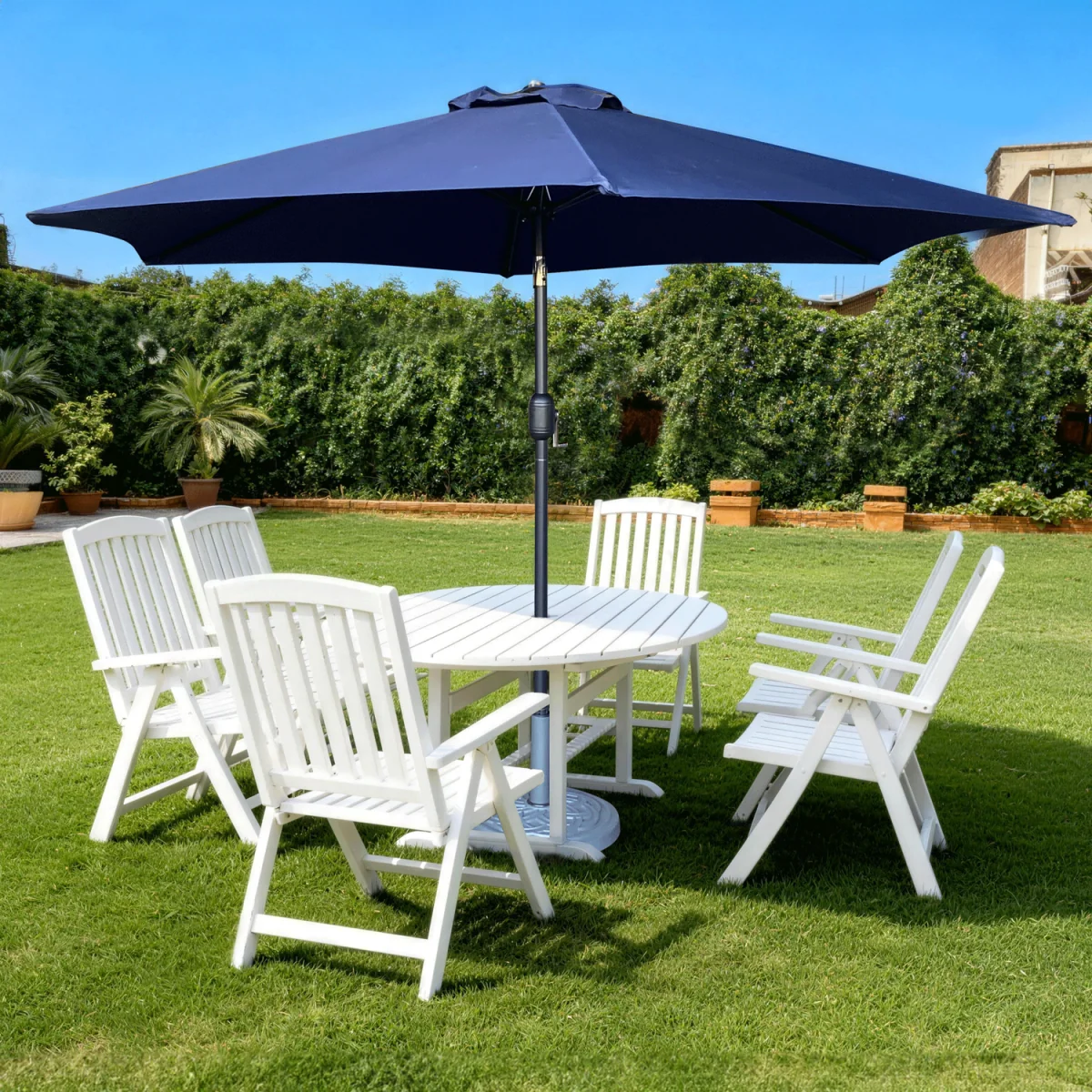 Crank and Tilt Aluminium Parasol - Navy