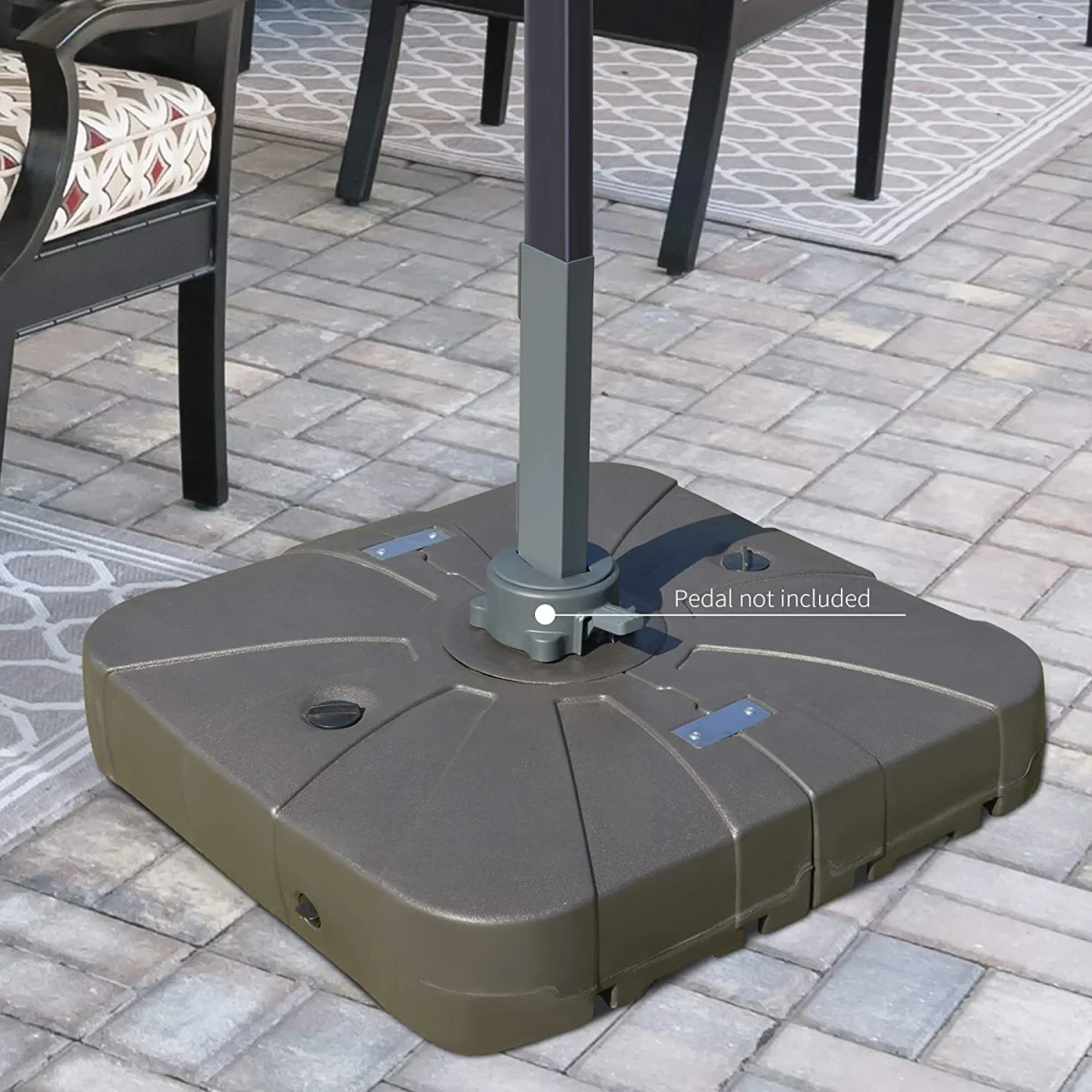 Square Parasol Base with Wheels - Brown – image 2