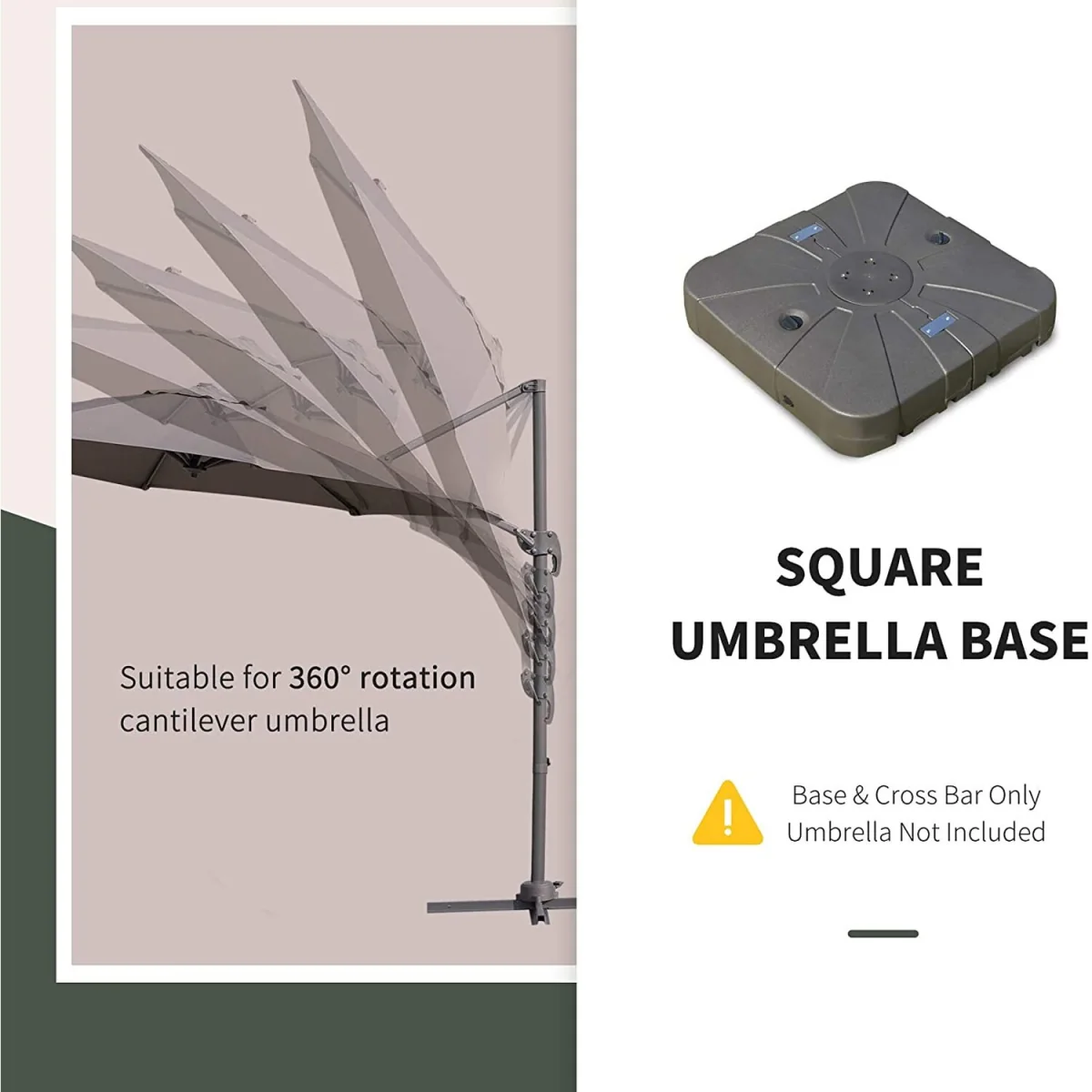 Square Parasol Base with Wheels - Brown – image 4