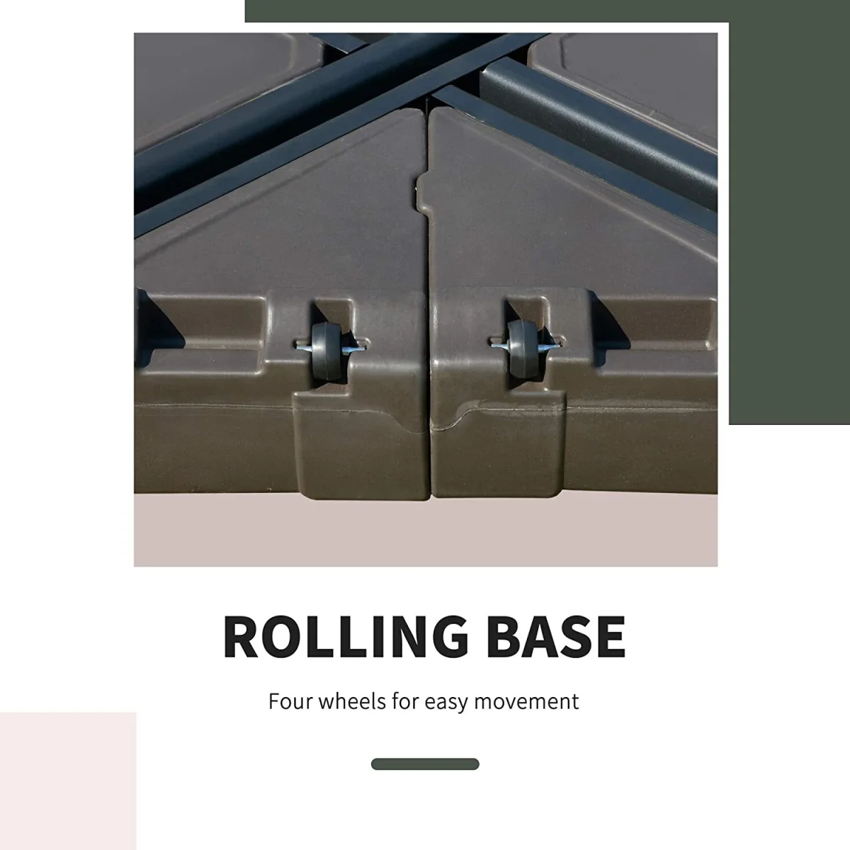 Square Parasol Base with Wheels - Brown – image 7