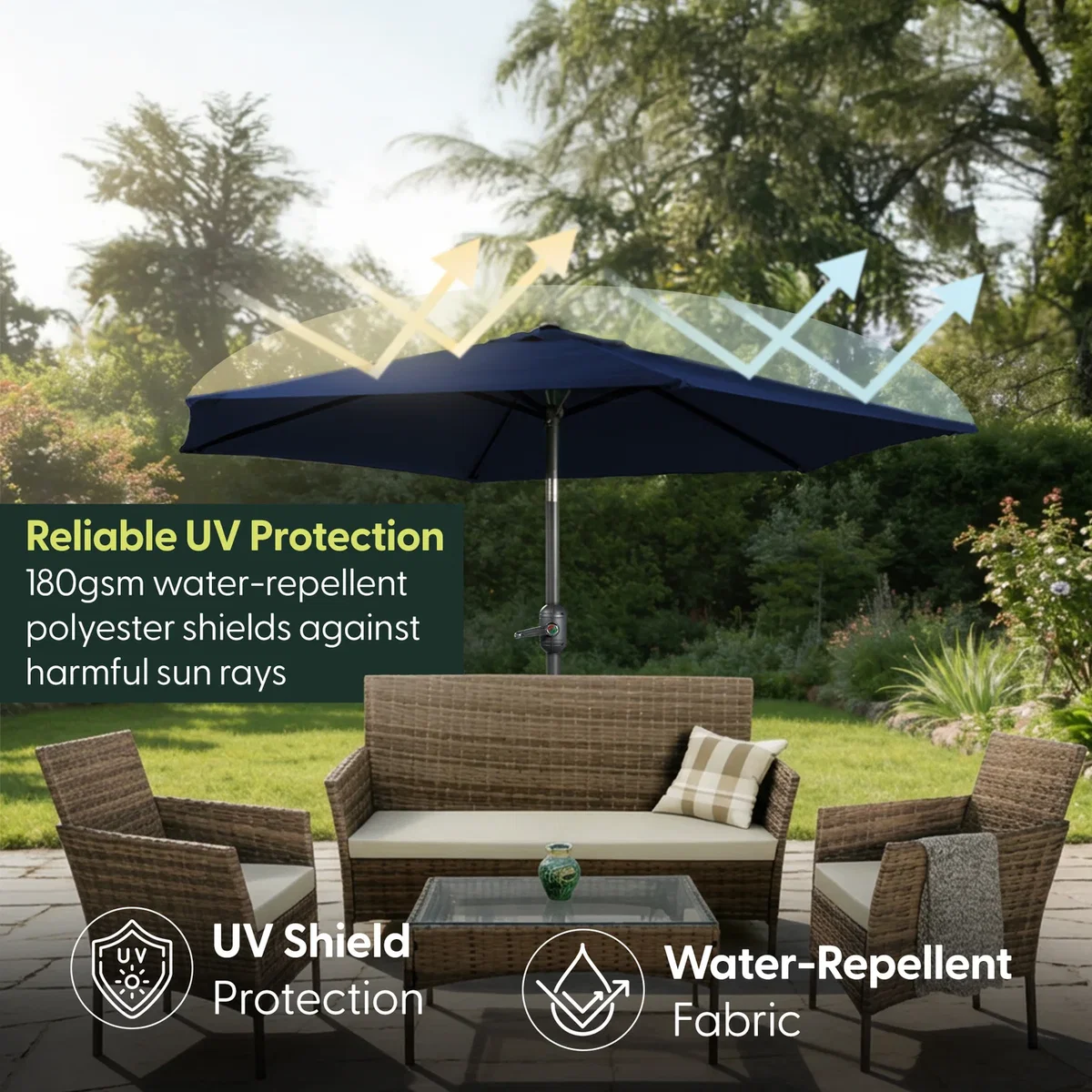 Tilting Parasol Umbrella - Navy – image 2