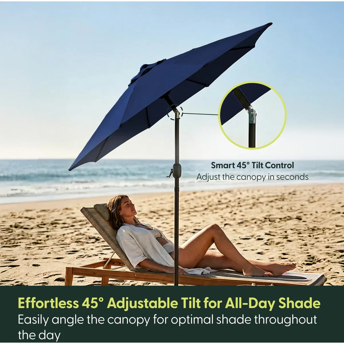 Tilting Parasol Umbrella - Navy – image 3