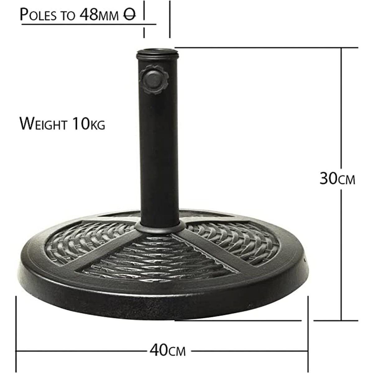 Rattan Effect Garden Parasol Umbrella Base 10kg - Black – image 2