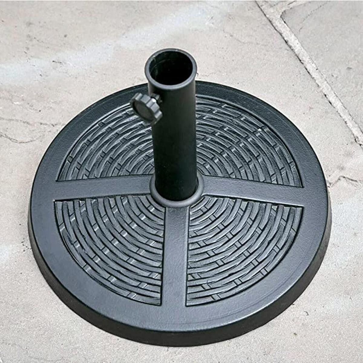 Rattan Effect Garden Parasol Umbrella Base 10kg - Black – image 3