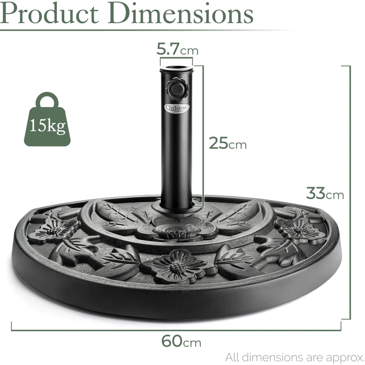 15Kg Half Parasol Base - Black – image 6