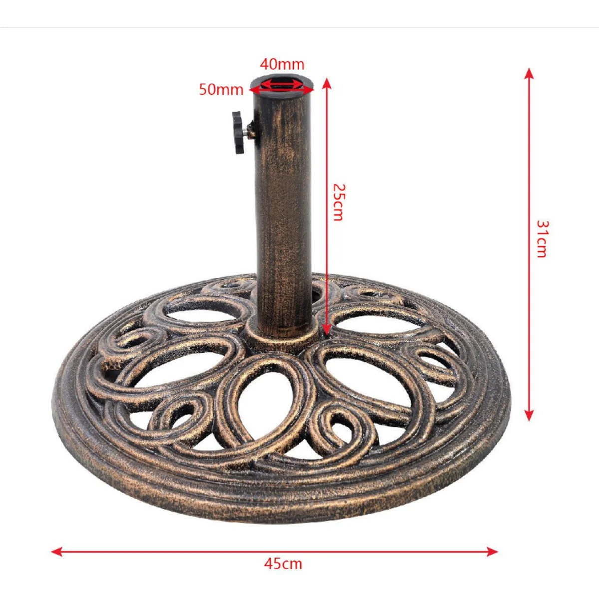Cast Iron Round Parasol Base - Brown – image 2
