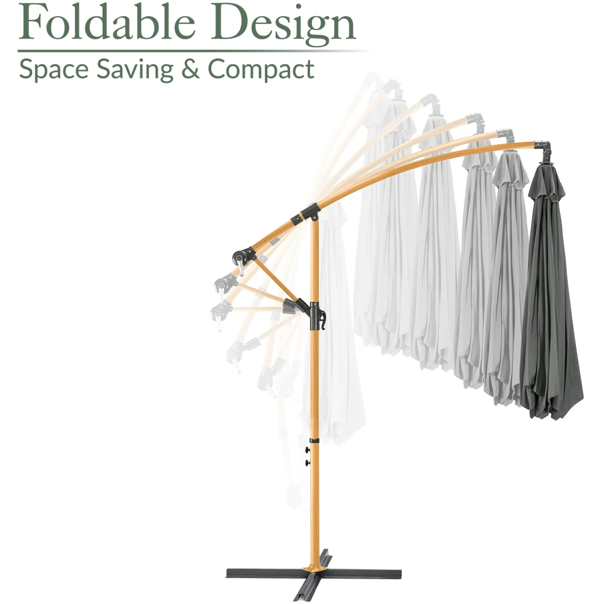 Christow Wood-Effect Cantilever Parasol - 3m - Grey – image 5