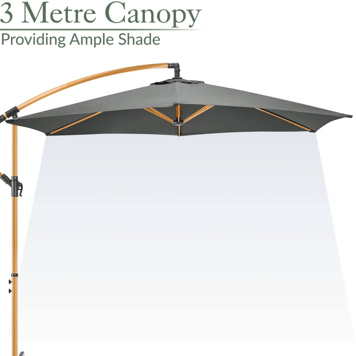 Christow Wood-Effect Cantilever Parasol - 3m - Grey – image 6