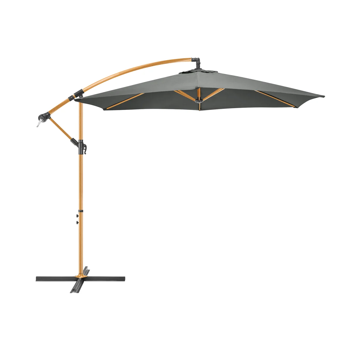 Christow Wood-Effect Cantilever Parasol - 3m - Grey – image 1