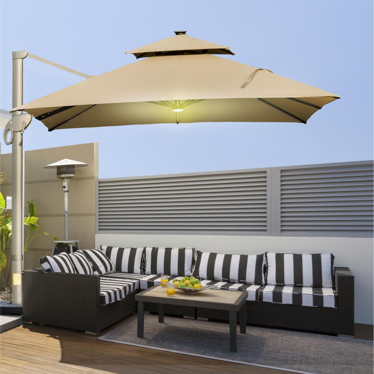 Outsunny 3 x 3m Cantilever Roma Parasol - Khaki