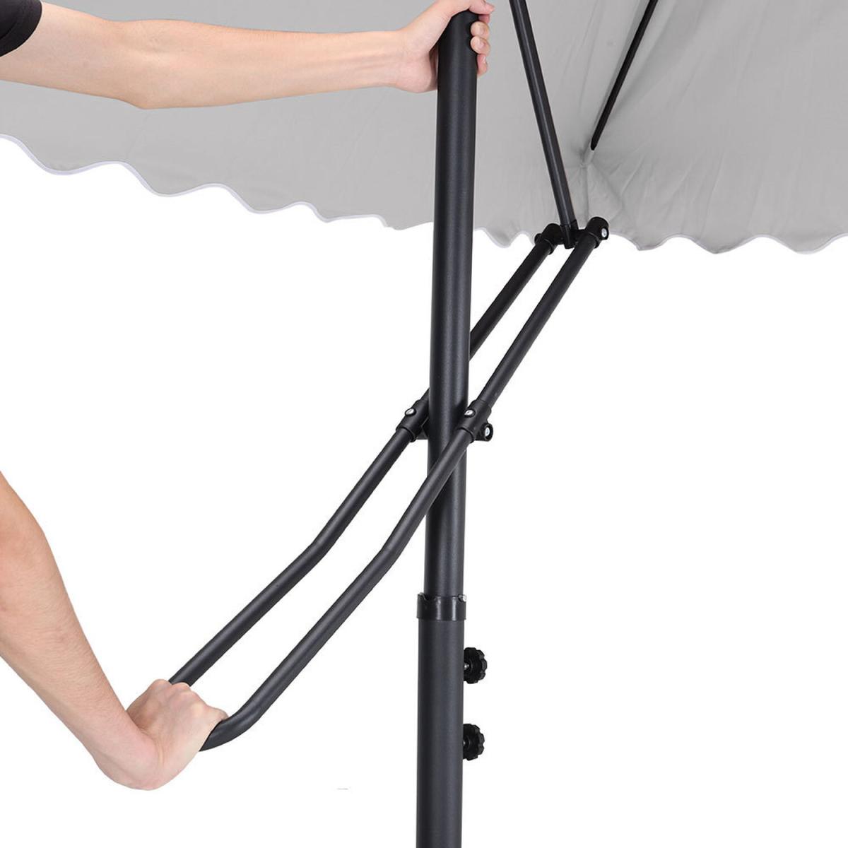 Large Parasol Umbrella with Base - Light Grey – image 3