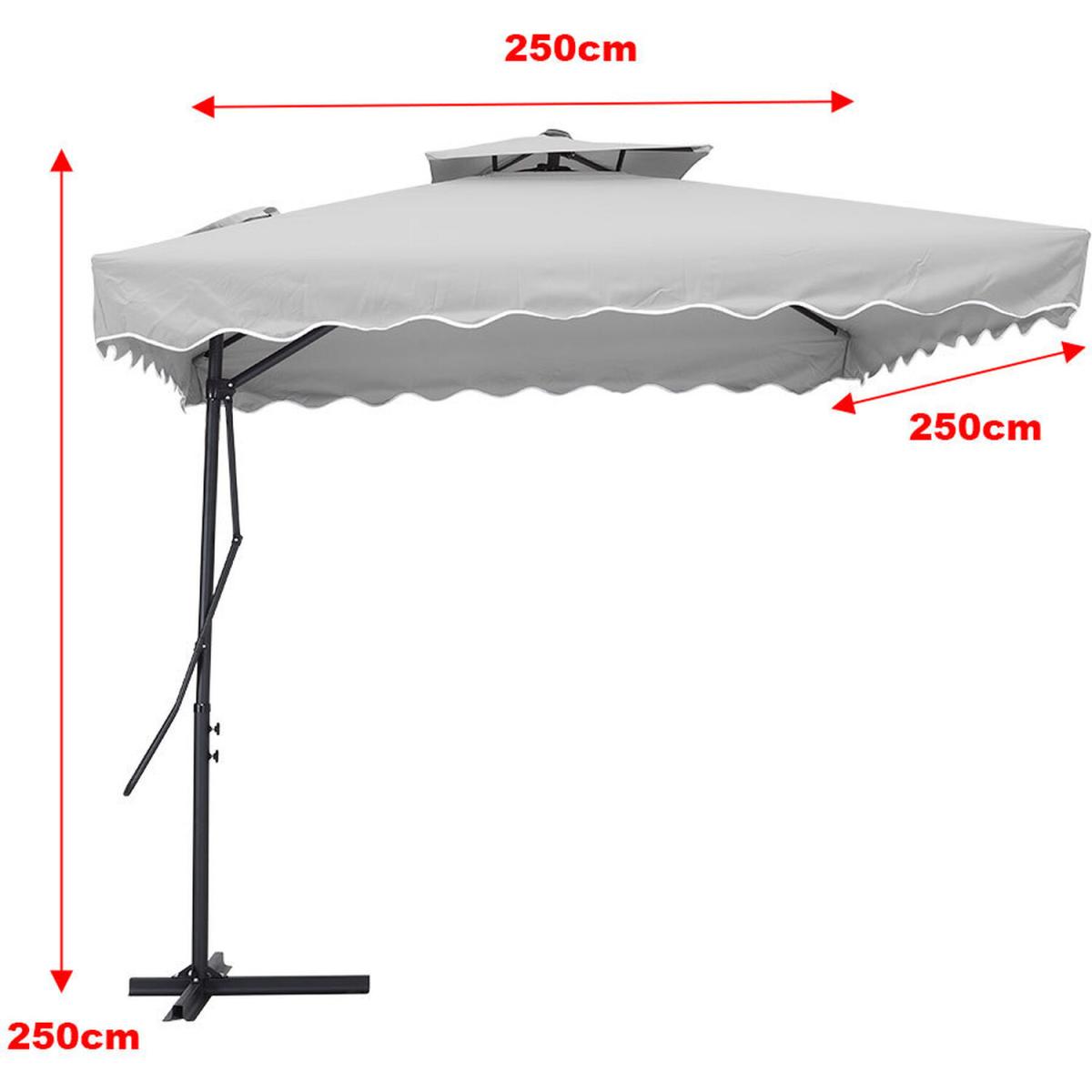 Large Parasol Umbrella with Base - Light Grey – image 5